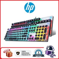 HP GK400Y mechanical keyboard, retro steampunk buttons, RGB lighting effect gaming office wired keyb