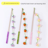 Cay toy Wooden Cat Teaser Colorful Ball Chain Cat Teaser Interactive Cat Toy Handmade Cat Teaser Mul