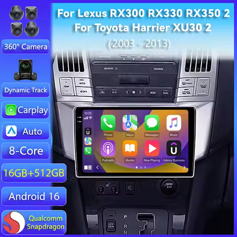 Android 16 Carplay Auto For Lexus RX300 RX330 RX350 RX400H II 2 For Toyota Harrier XU30 II 2 2003 - 