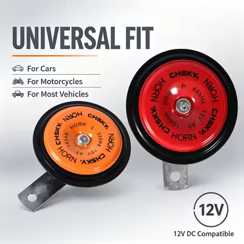 12V Car Disc Horn 105dB Dual Tone 335Hz+435Hz Waterproof Auto Horn Copper Terminals Universal for Ca