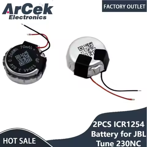 2PCS ICR1254 Rechargeable Battery 3.7V 70mAh CP1254 for JBL Tune 230NC 230 NC T230NC TWS Wireless He