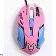 [Ready Stock] Game Photoelectric Mouse DVA Gaming Mouse Computer Wired Gaming Game Luminous Eating C