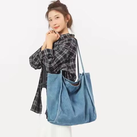 Large Denim Women's Bag New Jeans Eco Bag Korean Messenger Bag Y2K Shoulder Bag Shopper Vintage Hand