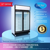 SNOW 2 DOOR CHILLER &amp; FREEZER 923L BLACK (1 year Warranty) / LY1000BBC-HB /  LY1000BBF-HB