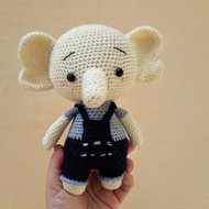 Hand Crochet Milky Elehpant Stuffed Toys Animals Wild Animals Handmade Amigurumi