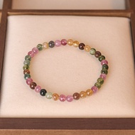 Natural Pink Tourmaline Bracelet Girls Crystal Elastic String Bracelet Light Luxury Niche Exquisite 