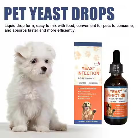 60ml Pet Yeast Infection Drops Liquid Supplement for Dogs & Cats Gut Health Immune System & Digestio