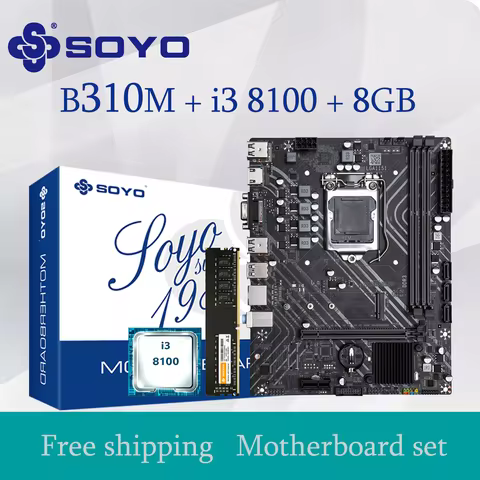 H310M Gaming Motherboard SOYO i3 8100 CPU RAM Memory 8G*1TPM2.0 PC Combo Intel LGA1151 PCIE3.0X16 HD