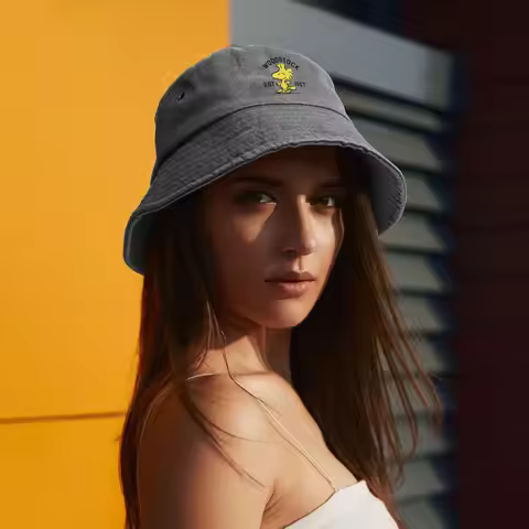 Vocation Snoopys Woodstock Bucket Hats Unisex Distressed Denim Washed Sun Hat Cartoon Bob Hat Fisher