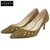 二手 Jimmy Choo 麂皮 ROMY Star 高跟鞋，女款，卡其色，36 碼。