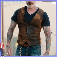 Autumn Men's V-neck Brushed Leopard Vest Rock Heavy Metal Wild Vest
