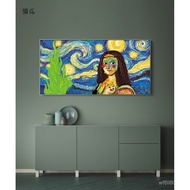 Ins Light Lukisan Mewah Lucu Van Gogh Malam Berbintang Mona Lisa Lukisan Ruang Tamu Latar Belakang S