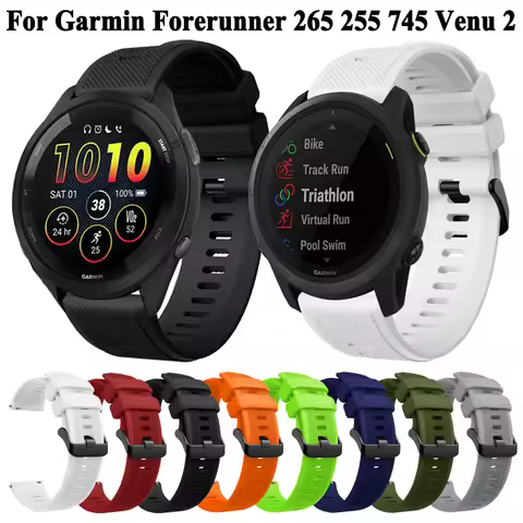 Sports Silicone Watchband For Garmin Forerunner 265 255 Music 745 Strap For Garmin Vivoactive 4/Venu