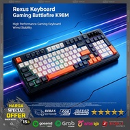 Keyboard RGB Gaming/ Rexus K98M 98-Key USB PC Rounded Keycaps Premium Membrane/