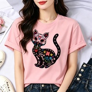 Pastel Goth Cat T-Shirt - Femme Baddie Anime Streetwear Inspired Harajuku Style