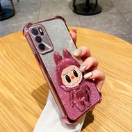 Ybd labubu Ốp điện thoại cho OPPO A16 a16s a54s A55 A56 A53S 5g đứng lên với gương dễ thương chống r