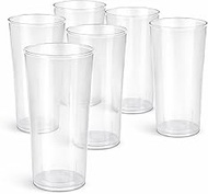 PARENCE Set of 6 Reusable Tube Cups 30cl - Clear PP Plastic - Durable Long Drink Cups - Everyday Use