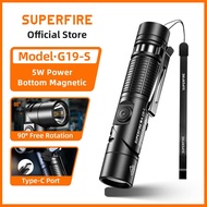 SUPERFIRE G19-S 5W LED Head Flashlight USB C Rechargeable 90° Adjustable Headlight with Indicator Ma