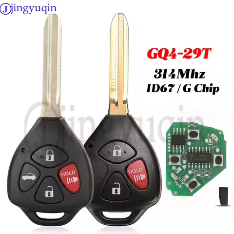jingyuqin GQ4-29T Remote Car Key 314MHz ID67/G Chip For Toyota Camry RAV4 Venza Yaris TOY43 blade Fo