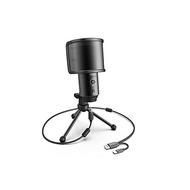 FIFINE USB condenser microphone PC microphone Prestige microphone Unidirectional earphone output USB-A/C with branch cable With pop guard One-touch mute YouTube Sky