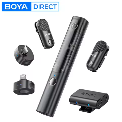 BOYA BOYA Magic Professional Wireless Lapel Microphone Shotgun/Desktop/Handheld Mic for iPhone Andro