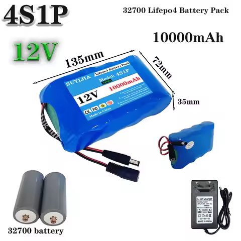32700 4S1P 12V 10Ah LiFePO4 Battery Pack with 4S Balanced BMS Rechargeable for Electric Boat UPS Uni