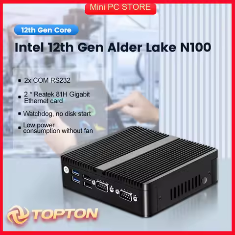 12th Gen Fanless Mini PC Alder Lake N150 Quad Core Dual LAN 2*COM NVMe Windows 11 3x4K Pfsense Inter