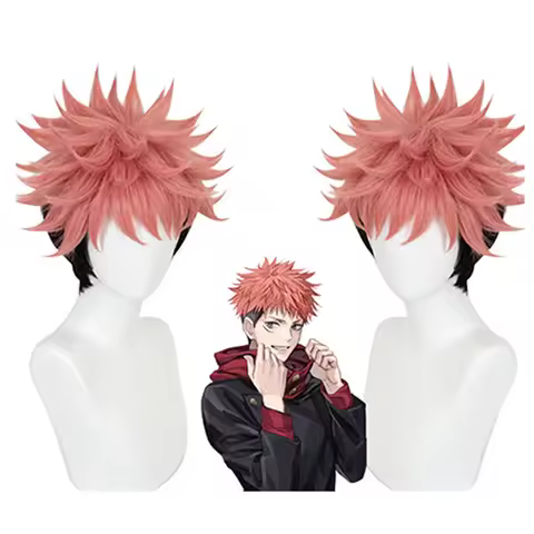 High-Quality ‌Anime Jujutsu Kaisen Yuji Itadori‌ Cosplay Synthetic Hair 10-Inch Short Halloween Carn