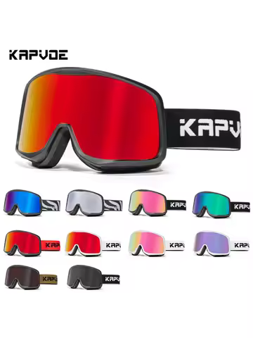 Kapvoe Bubble Gum Ski Goggles Large Lens Windproof Anti-Fog Glasses Outdoor Sports