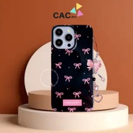 NEW CASE CHARM RIBBON PINK BLACK SOFTCASE CUTE LOVE HEART IP 15 PROMAX 15 15PRO 14PROMAX 14 14PRO 13