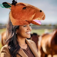 AF 1Pcs Carnival Halloween New Year Party Costume Props Funny Brown Horse Hat Cosplay Animal Horse H