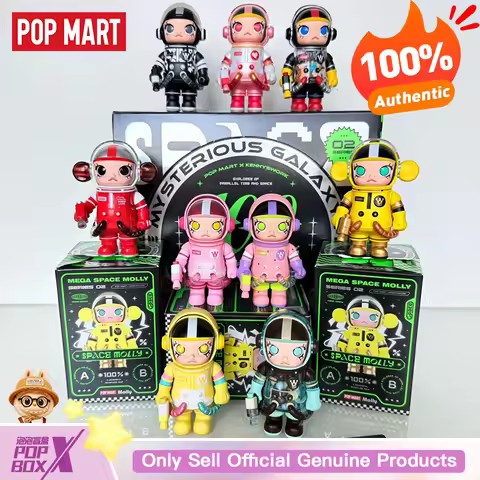 POPMART Mega Space Molly 100% Anniversary Series 2th Generation Blind Box Action Figures Toys Collec