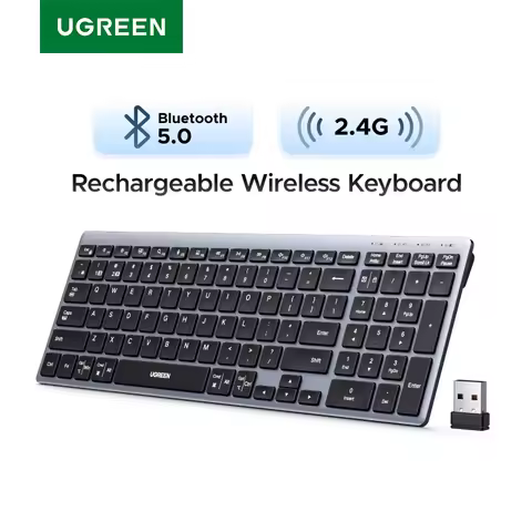 UGREEN Wireless Keyboard 99 Keys Bluetooth 2.4G Dual Mode USB-C Rechargeable 500mAh Scissor Structur
