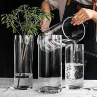 [48H Shipping] Transparent straight glass vase with a high-end feel for desktop, living room, dining