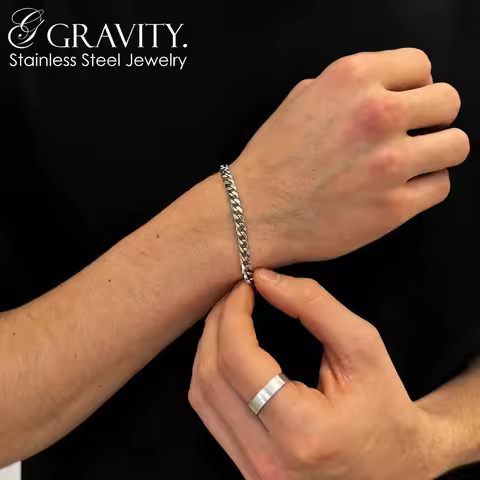 Bracelet for Man Width 6/8mm 316L Stainless Steel Goth Y2K Cuban Style Fashion America N Retro Steam