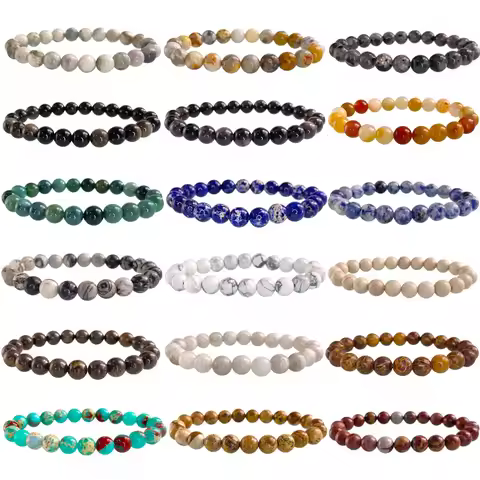 6 8mm Natural Stone Bracelet for Men Women Amazonite agat TurquoisesTree agate Beads Jewelry Gift Ma