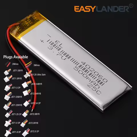 JST2.0 3P JST1.25u 402060 3.7V 500mAh Rechargeable Lithium Lipo Li-ion Polymer Battery