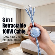 Data Fast 100 Fast Charger Cable Retractable 3W Travel