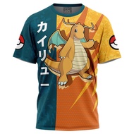 Dragonite Attack Pocket Monsters T-shirt Spray Fire Dragon Pattern Top Anime Trend Short Sleeve 2026