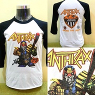 Vintage Reprint Sleeve 3q Three Tribes Print Absorb Anthrax Among the Living Band T-shirt
