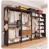 [Easy Installation] Wardrobe Home Metal Hallstand Bedroom Wardrobe Combination Shelf Open Wardrobe C