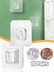 10對透明雙面貼壁掛鉤,防水掛壁吸盤廚房浴室收納架