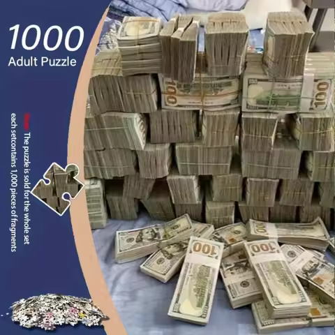 [1,000pcs Money Art Puzzle] 1,000pcs Stacked Hundred-Dollar Bill Art Puzzle - Vibrant Money Design D