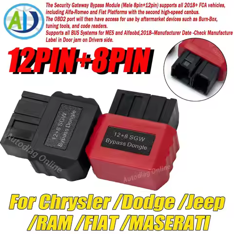 SGW Bypass Dongle For Chrysler/Dodge/Jeep/RAM/FIAT/MASERATI 12pin 8pin OBD2 Security Gateway Adapter