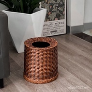 Retro Coverless Living Room Double-Layer Paper Basket B & B B Bedroom New Chinese Rattan Bathroom Ho