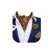 4 PCS Ascot Ties for Men,Jacquard Cravat Ascot Tie Pocket Square Cufflinks with Floral Lapel Pin