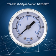 เกจวัดแรงดันอากาศ 0-60psi 0-4bar Manometer 1/8 BSPT เกจวัดแรงดันไฮดรอลิคสำหรับ Water Air Oil Dial In