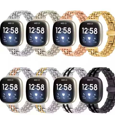 For Fitbit versa 3 versa 4 watchband smart watch strap stainless steel seven bead strap for fitbit s