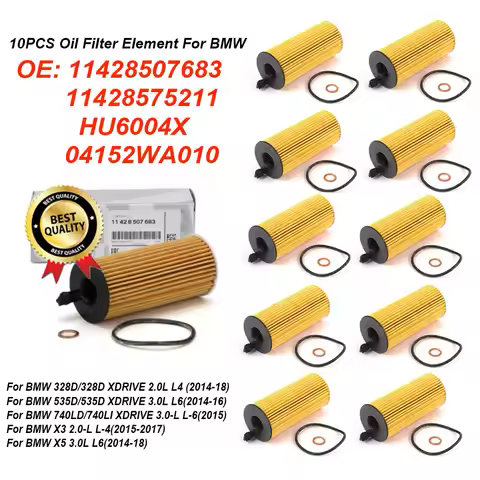 10PCS Engine Oil Filter 11428507683 HU6004X 04152WA010 11428575211 For BMW X5 X3 116d 120d 328d 535d