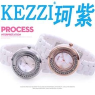 香港品牌KEZZI-玫瑰金框滑動水鑽，質感陶瓷手錶Brand Hong Kong Kezzi- rose gold-framed sliding stones, textured ceramic watches